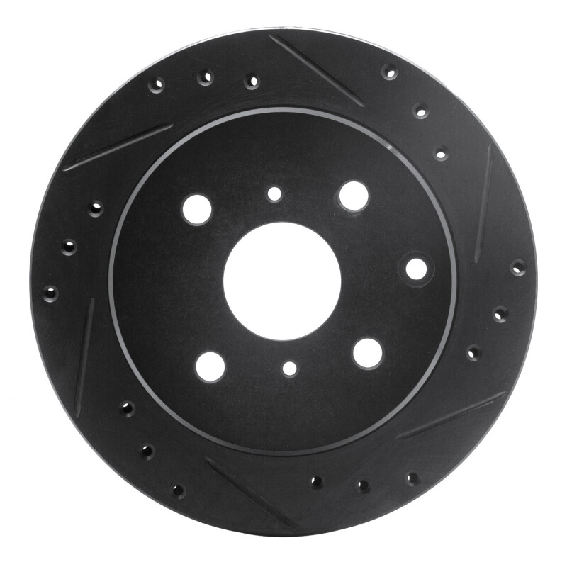 Picture of R1 84-88 Toyota Cressida Rear Right Drilled & Slotted Black Brake Rotor