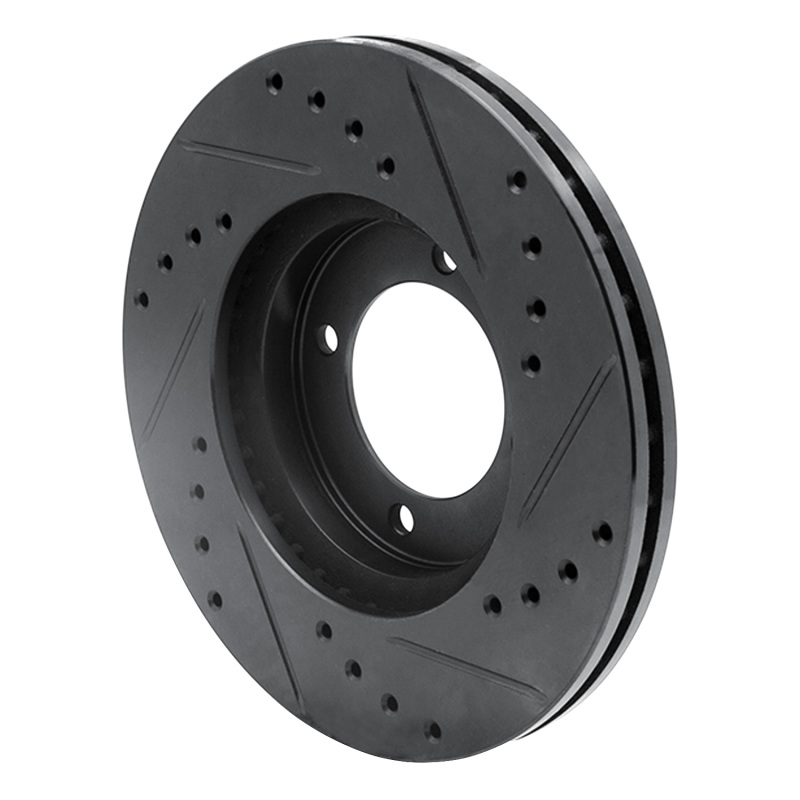 Picture of R1 84-87 Toyota Cressida Front Left Drilled & Slotted Black Brake Rotor