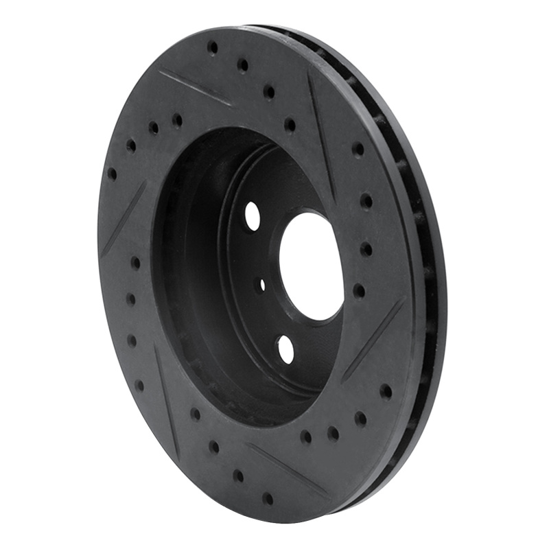 Picture of R1 86-89 Toyota Celica Front Left Drilled & Slotted Black Brake Rotor
