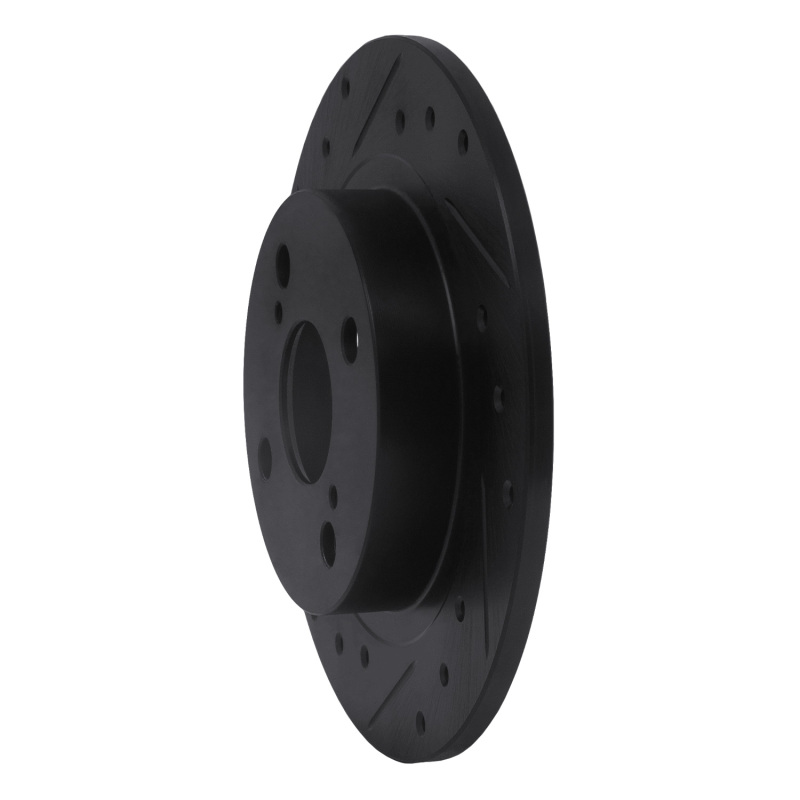 Picture of R1 87-92 Chevrolet Nova Rear Left Drilled & Slotted Black Brake Rotor