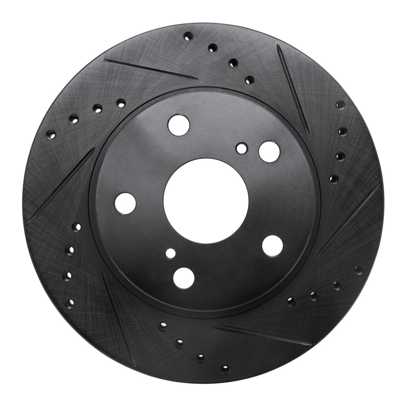 Picture of R1 89-92 Toyota Cressida Front Right Drilled & Slotted Black Brake Rotor