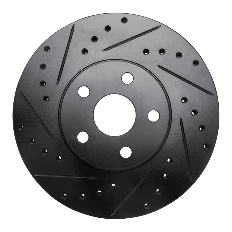 Picture of R1 87-91 Lexus ES250 Front Left Drilled & Slotted Black Brake Rotor
