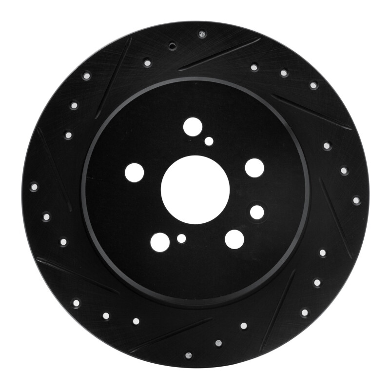 Picture of R1 90-93 Toyota Celica Rear Left Drilled & Slotted Black Brake Rotor