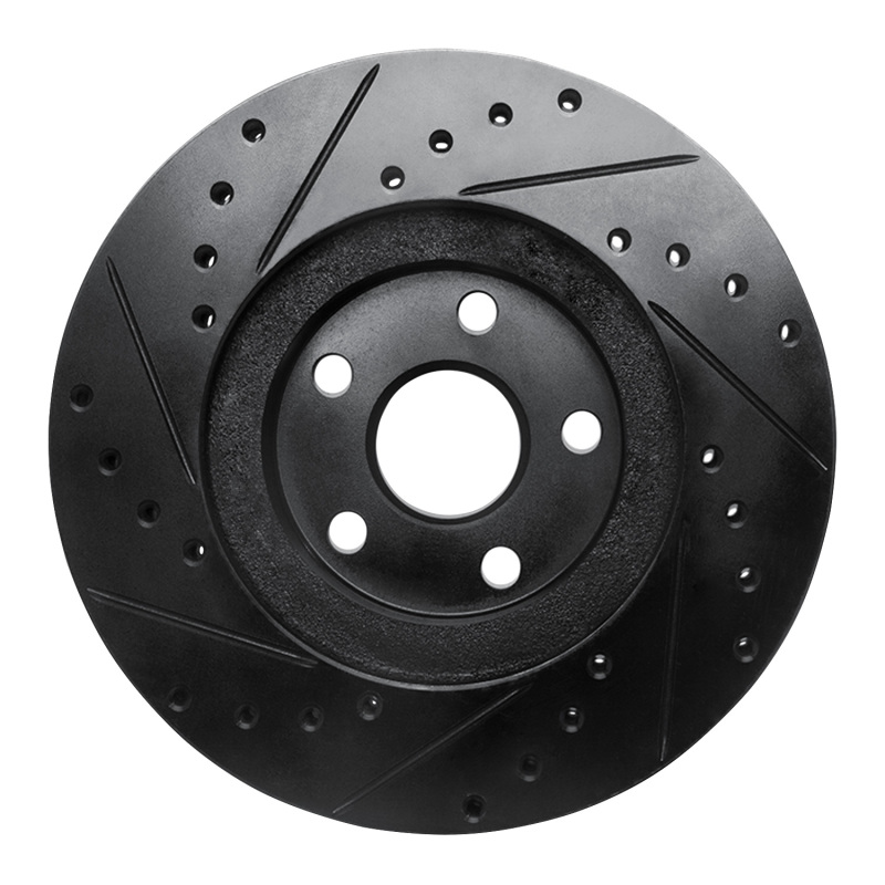 Picture of R1 87-91 Lexus ES250 Front Right Drilled & Slotted Black Brake Rotor