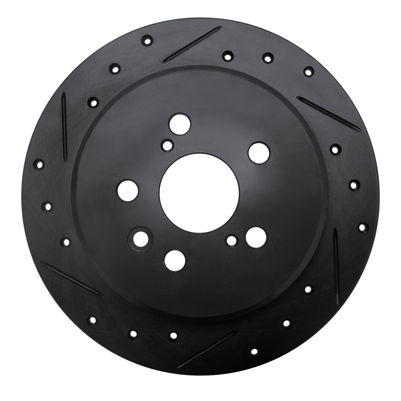 Picture of R1 94-95 Toyota Celica Rear Left Drilled & Slotted Black Brake Rotor