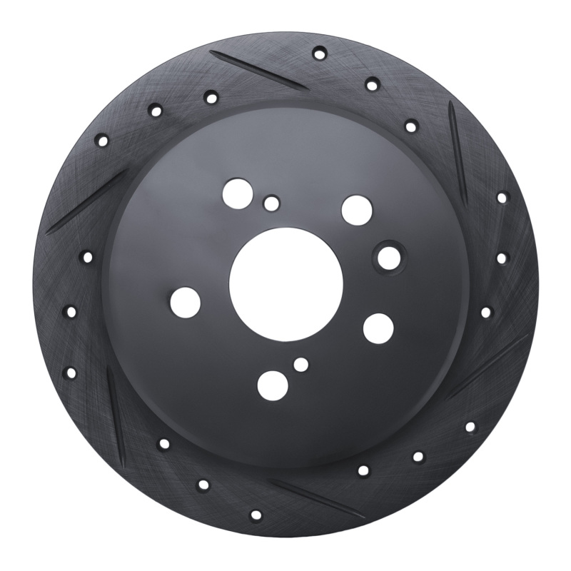 Picture of R1 94-95 Toyota Celica Rear Right Drilled & Slotted Black Brake Rotor