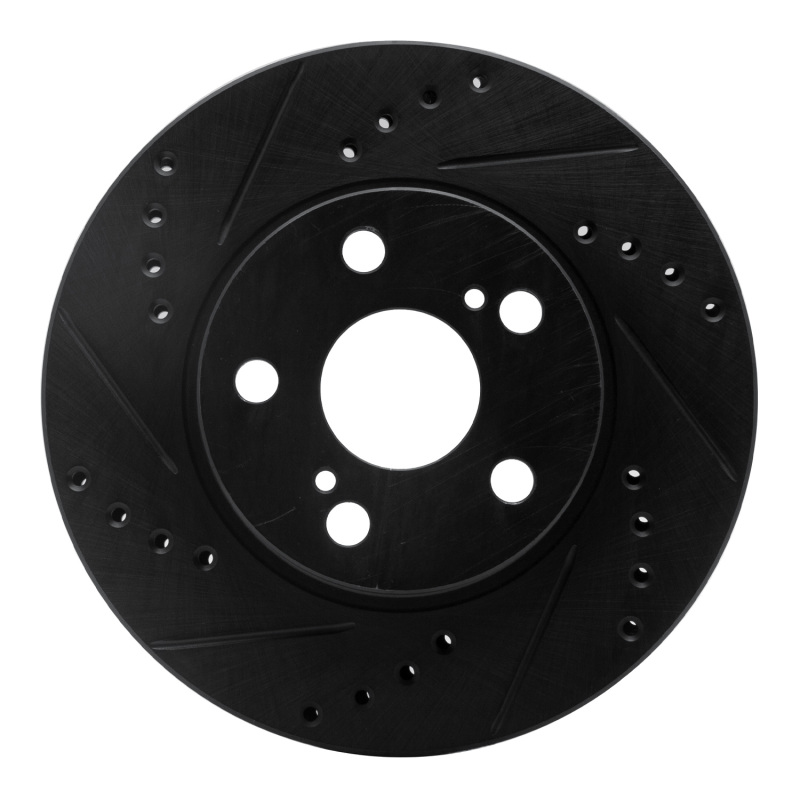 Picture of R1 04-09 Toyota Prius Front Left Drilled & Slotted Black Brake Rotor