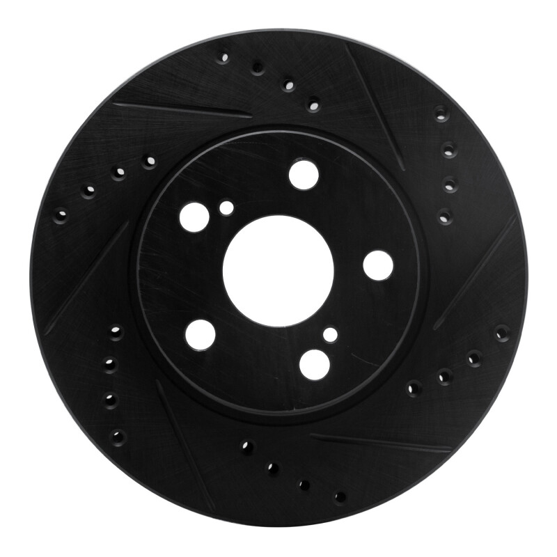 Picture of R1 04-09 Toyota Prius Front Right Drilled & Slotted Black Brake Rotor