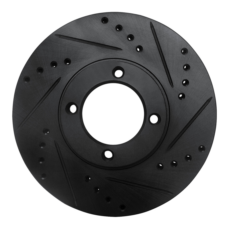 Picture of R1 86-89 Toyota Van Front Right Drilled & Slotted Black Brake Rotor