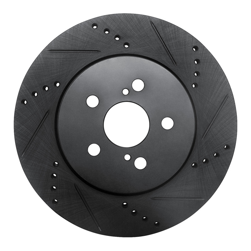 Picture of R1 19-25 Toyota Corolla (Mexico) Front Right Drilled & Slotted Black Brake Rotor