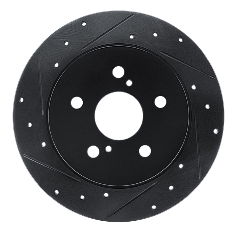 Picture of R1 18-22 Toyota C-HR Rear Left Drilled & Slotted Black Brake Rotor