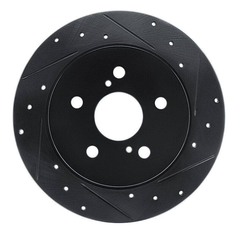 Picture of R1 18-22 Toyota C-HR Rear Right Drilled & Slotted Black Brake Rotor