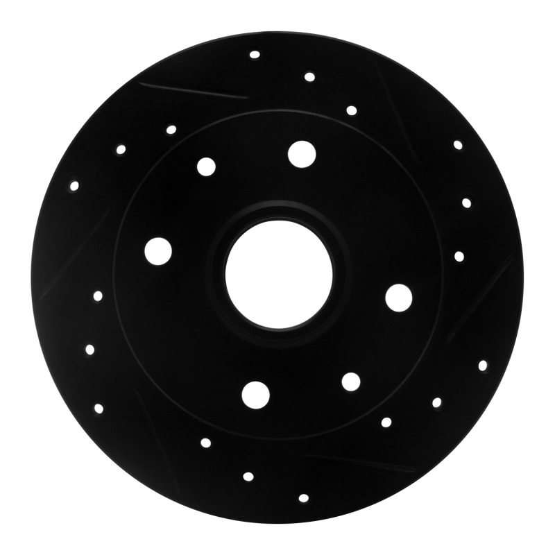 Picture of R1 81-85 Mazda RX-7 Rear Right Drilled & Slotted Black Brake Rotor