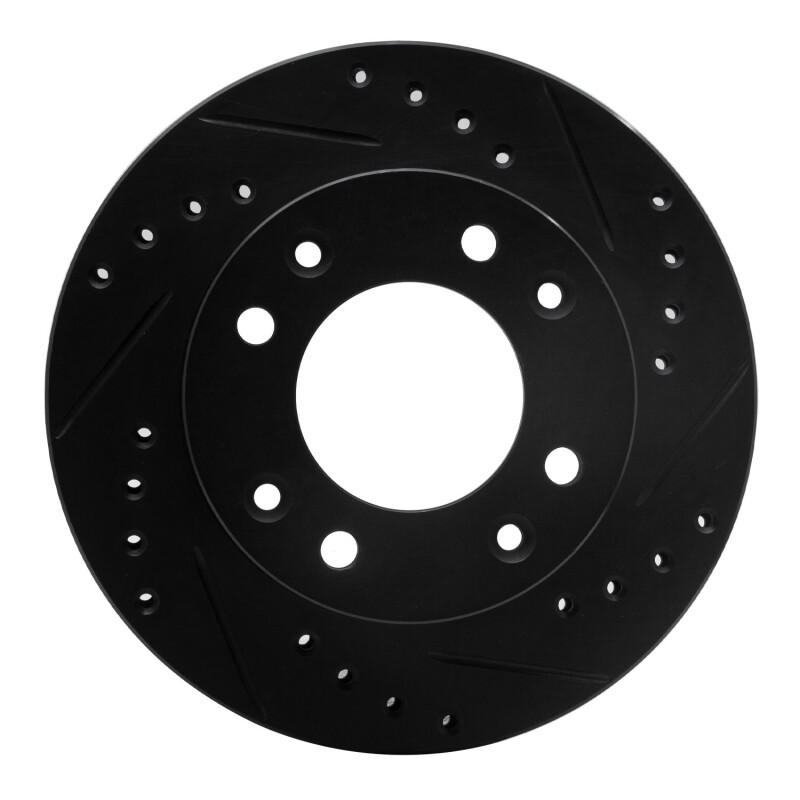Picture of R1 86-88 Mazda RX-7 Front Right Drilled & Slotted Black Brake Rotor