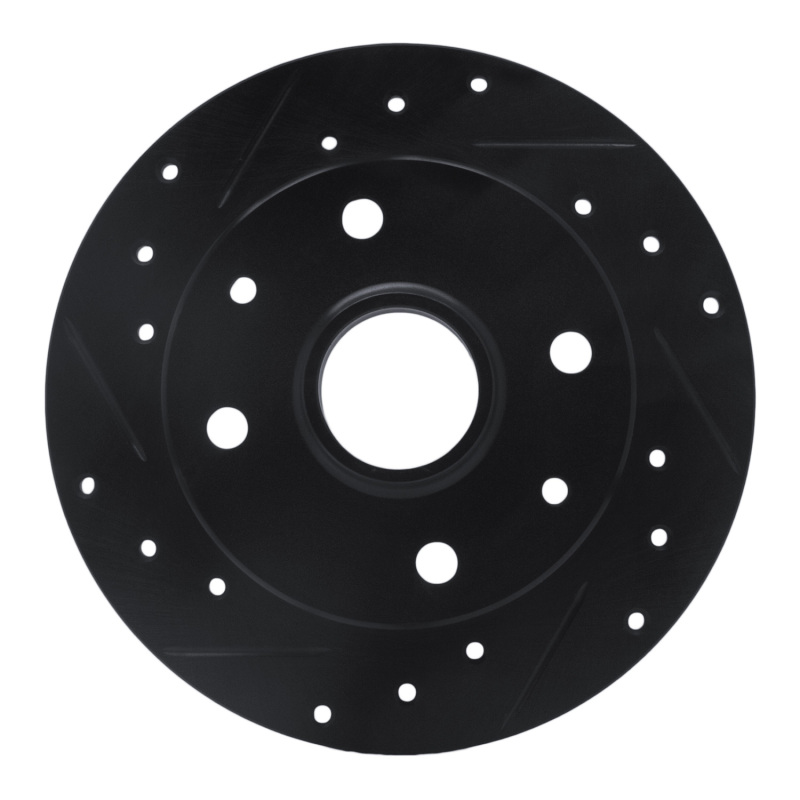 Picture of R1 81-85 Mazda RX-7 Rear Left Drilled & Slotted Black Brake Rotor