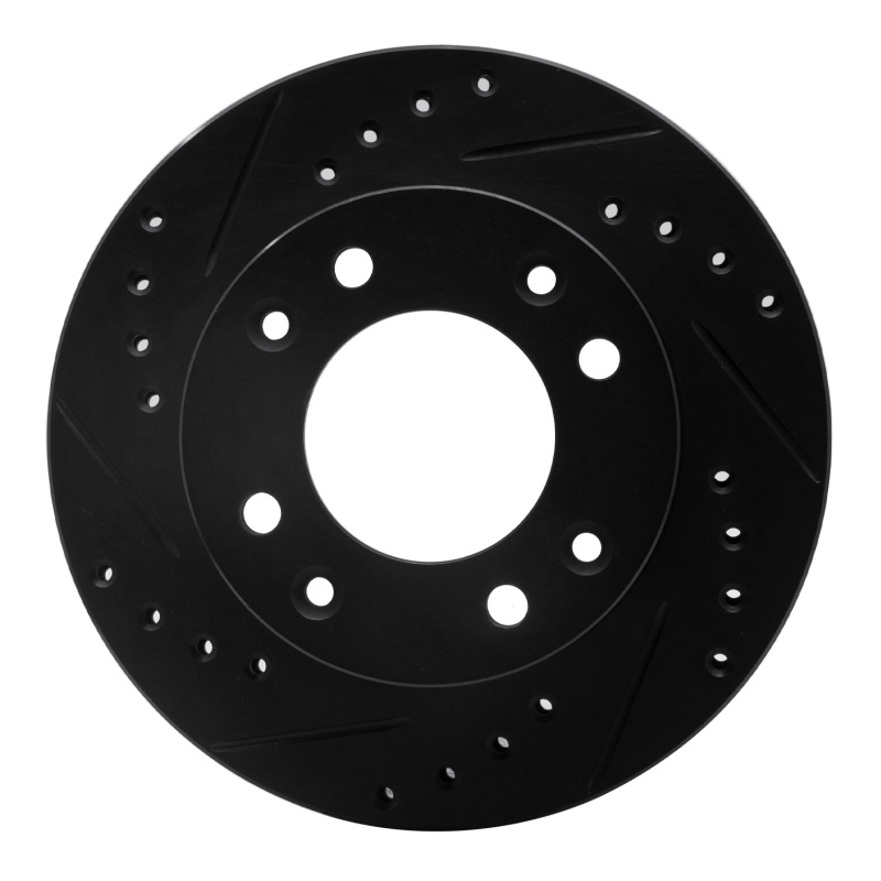 Picture of R1 86-88 Mazda RX-7 Front Left Drilled & Slotted Black Brake Rotor