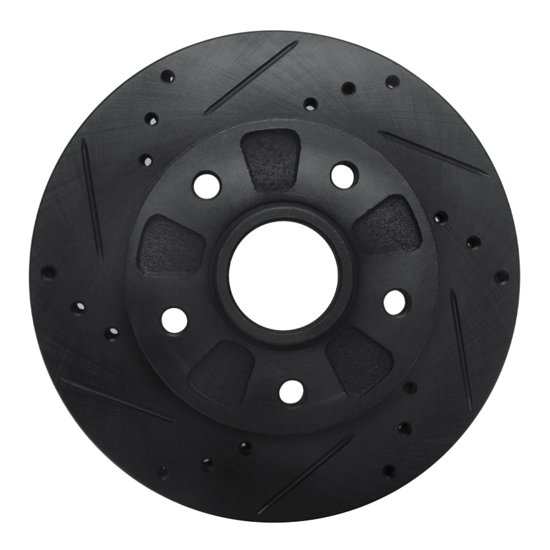Picture of R1 88-91 Mazda 929 Front Left Drilled & Slotted Black Brake Rotor