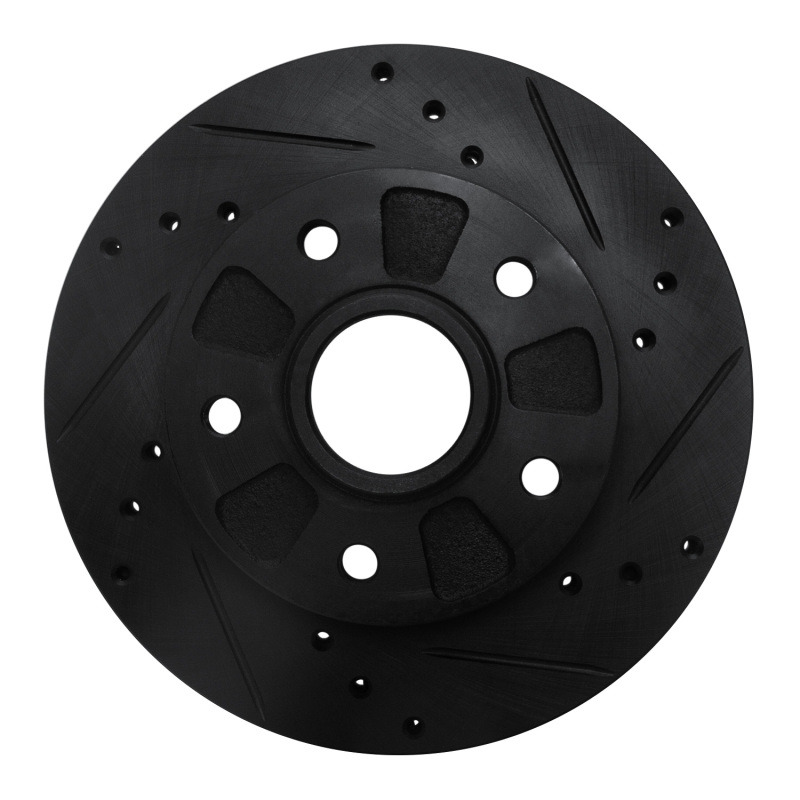 Picture of R1 88-91 Mazda 929 Front Right Drilled & Slotted Black Brake Rotor