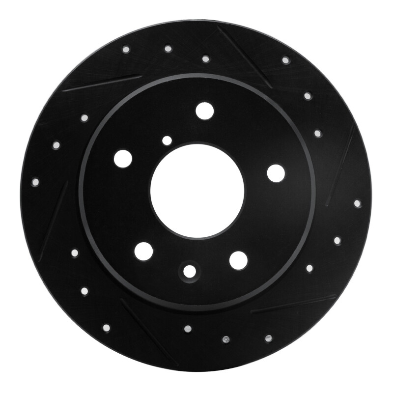 Picture of R1 89-91 Mazda RX-7 Rear Right Drilled & Slotted Black Brake Rotor