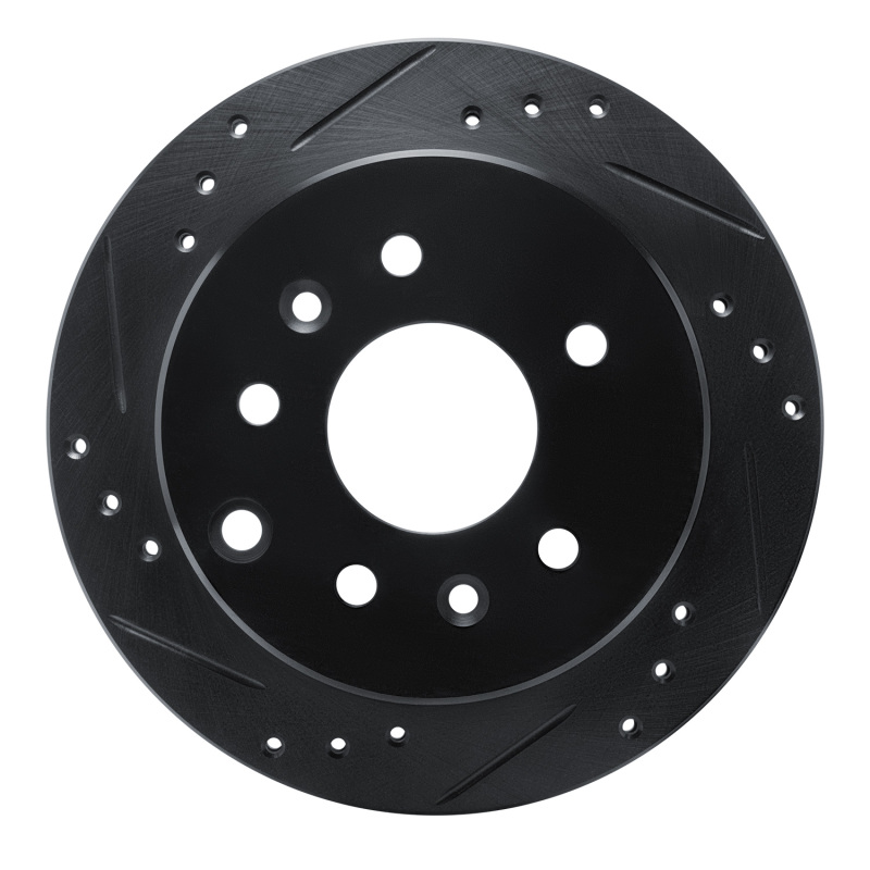 Picture of R1 90-91 Mazda 929 Rear Left Drilled & Slotted Black Brake Rotor