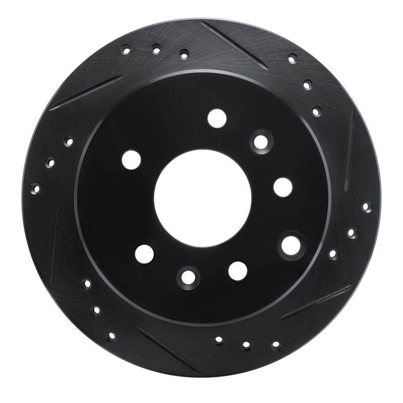 Picture of R1 90-91 Mazda 929 Rear Right Drilled & Slotted Black Brake Rotor