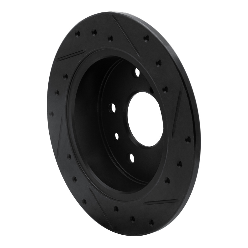 Picture of R1 89-91 Mazda RX-7 Rear Left Drilled & Slotted Black Brake Rotor