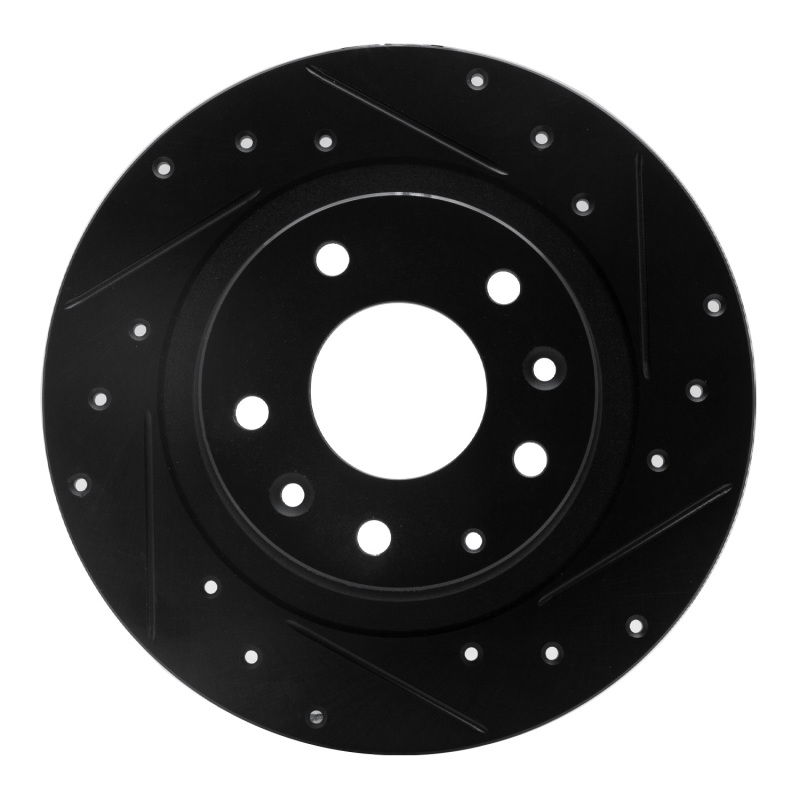 Picture of R1 16-18 Mazda CX-3 Rear Right Drilled & Slotted Black Brake Rotor