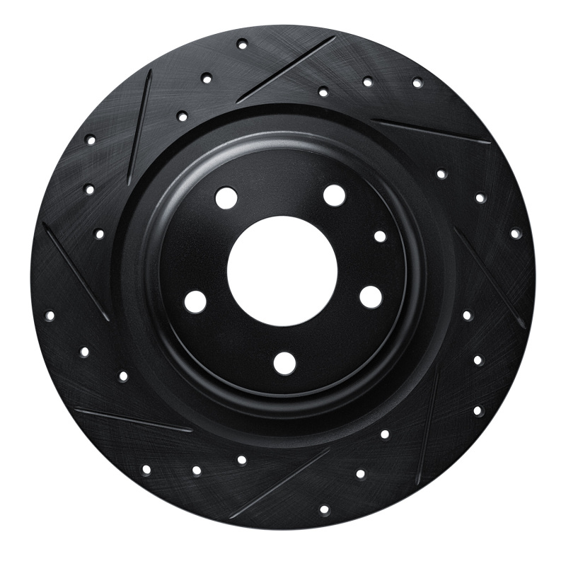 Picture of R1 16-23 Mazda CX-9 Rear Left Drilled & Slotted Black Brake Rotor