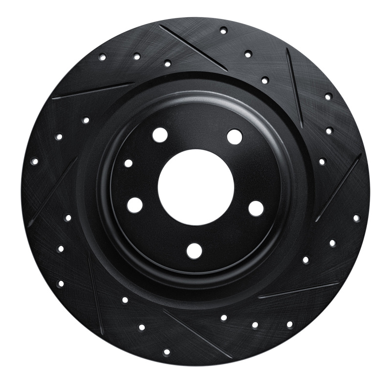 Picture of R1 16-23 Mazda CX-9 Rear Right Drilled & Slotted Black Brake Rotor