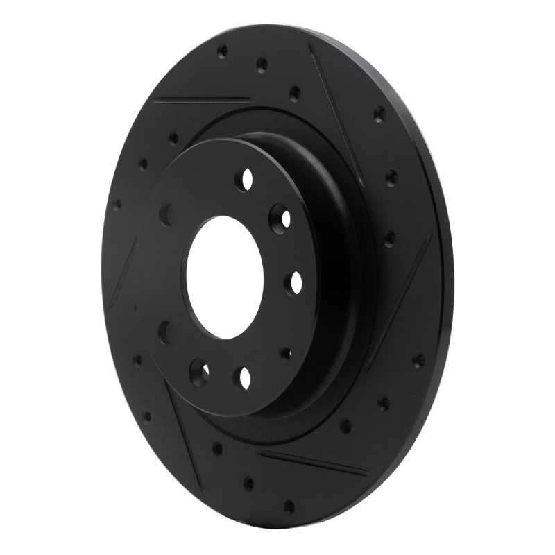 Picture of R1 16-18 Mazda CX-3 Rear Right Drilled & Slotted Black Brake Rotor