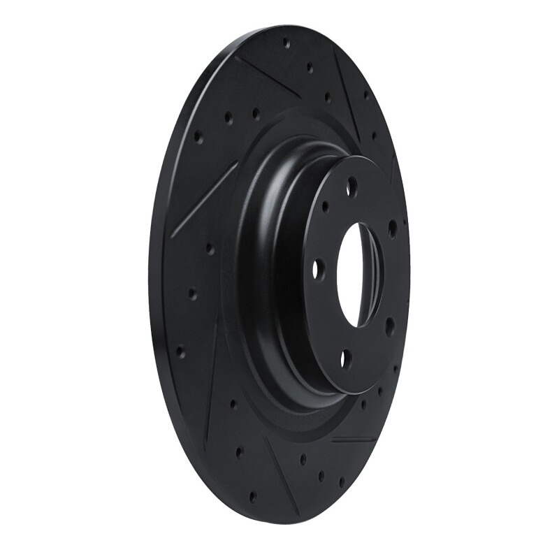 Picture of R1 16-23 Mazda CX-9 Rear Right Drilled & Slotted Black Brake Rotor