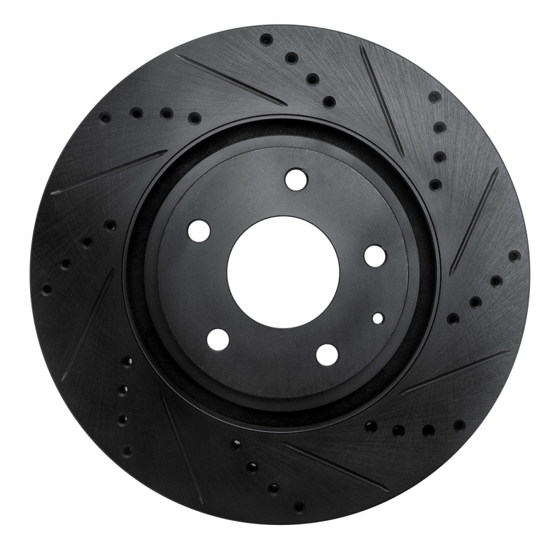 Picture of R1 16-25 Mazda CX-5 Front Right Drilled & Slotted Black Brake Rotor