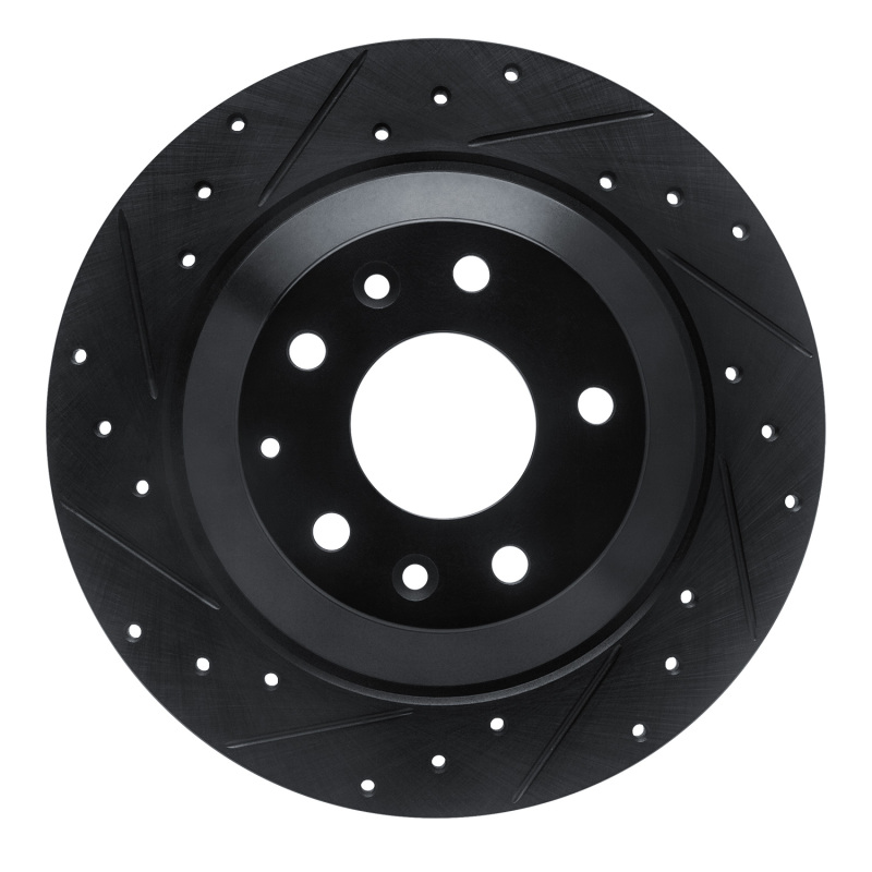 Picture of R1 13-25 Mazda CX-5 Rear Left Drilled & Slotted Black Brake Rotor