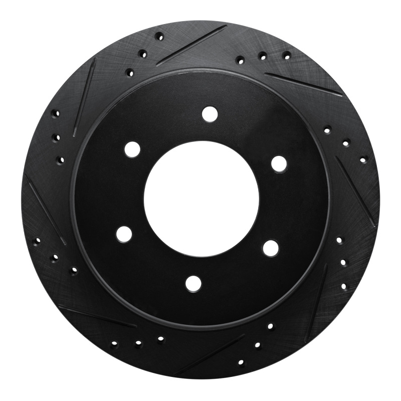 Picture of R1 15-17 Mitsubishi Montero Limited (Mexico) Rear Left Drilled & Slotted Black Brake Rotor