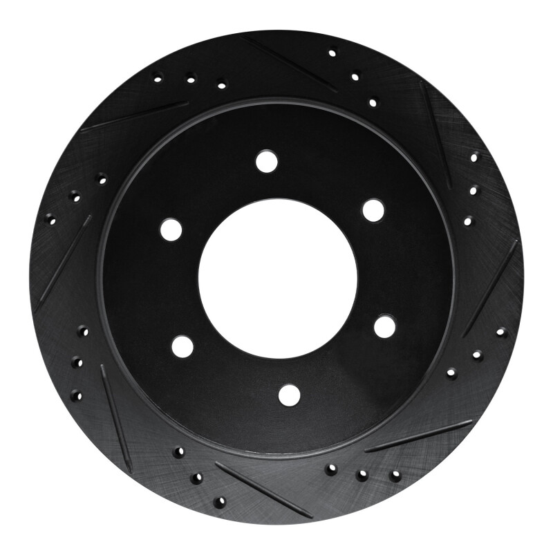 Picture of R1 15-17 Mitsubishi Montero Limited (Mexico) Rear Right Drilled & Slotted Black Brake Rotor