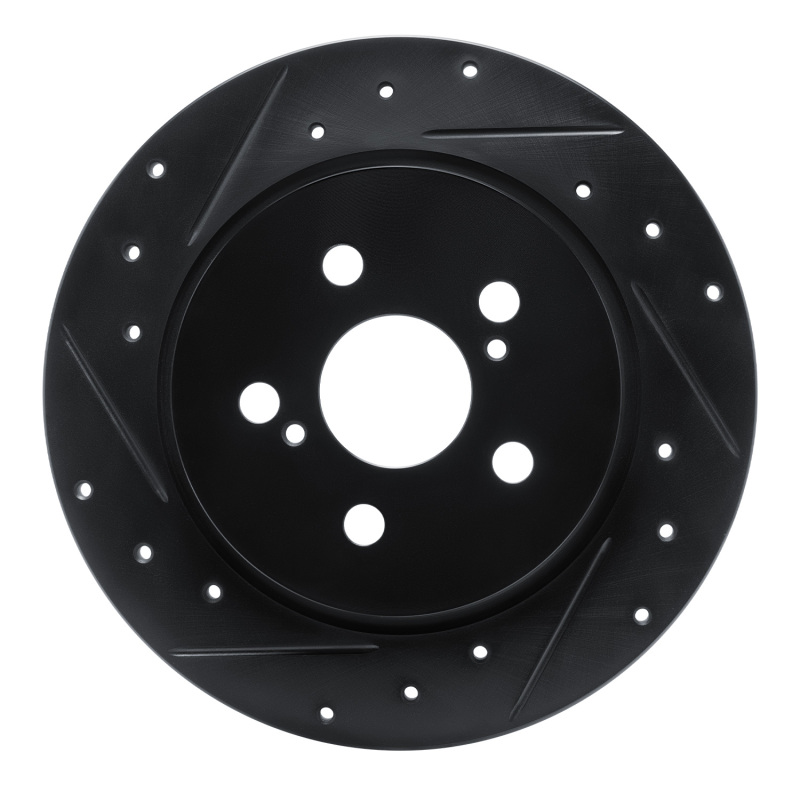 Picture of R1 09-15 Toyota Corolla (Mexico) Rear Left Drilled & Slotted Black Brake Rotor