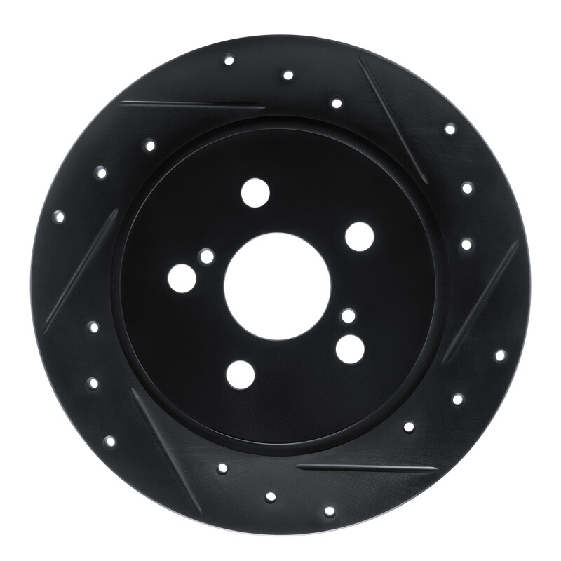 Picture of R1 09-15 Toyota Corolla (Mexico) Rear Right Drilled & Slotted Black Brake Rotor