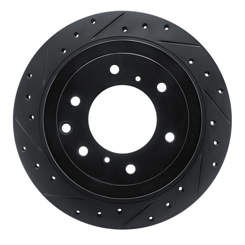 Picture of R1 08-14 Mitsubishi Montero Limited (Mexico) Rear Left Drilled & Slotted Black Brake Rotor