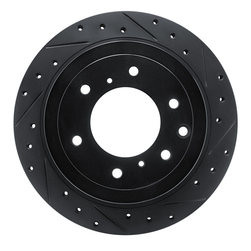 Picture of R1 08-14 Mitsubishi Montero Limited (Mexico) Rear Right Drilled & Slotted Black Brake Rotor