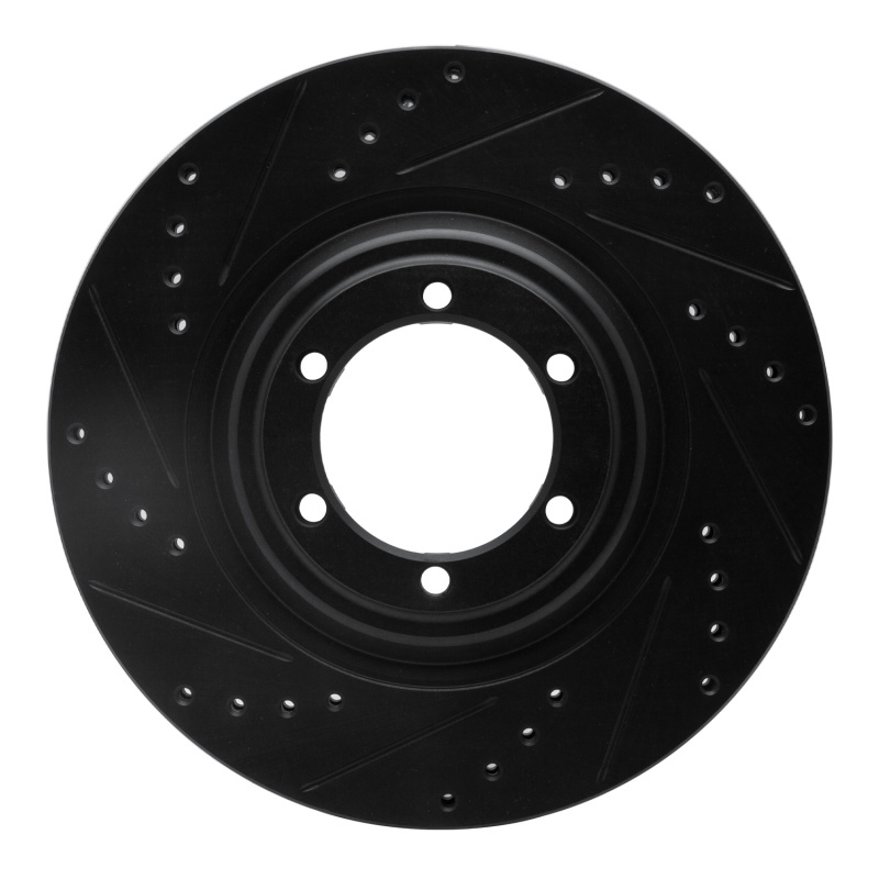 Picture of R1 12-18 Chevrolet Colorado Front Left Drilled & Slotted Black Brake Rotor