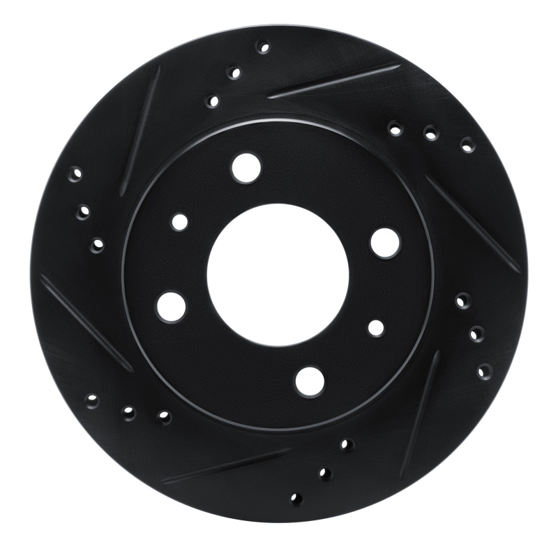 Picture of R1 98-12 Dodge ATOS (Mexico) Front Left Drilled & Slotted Black Brake Rotor