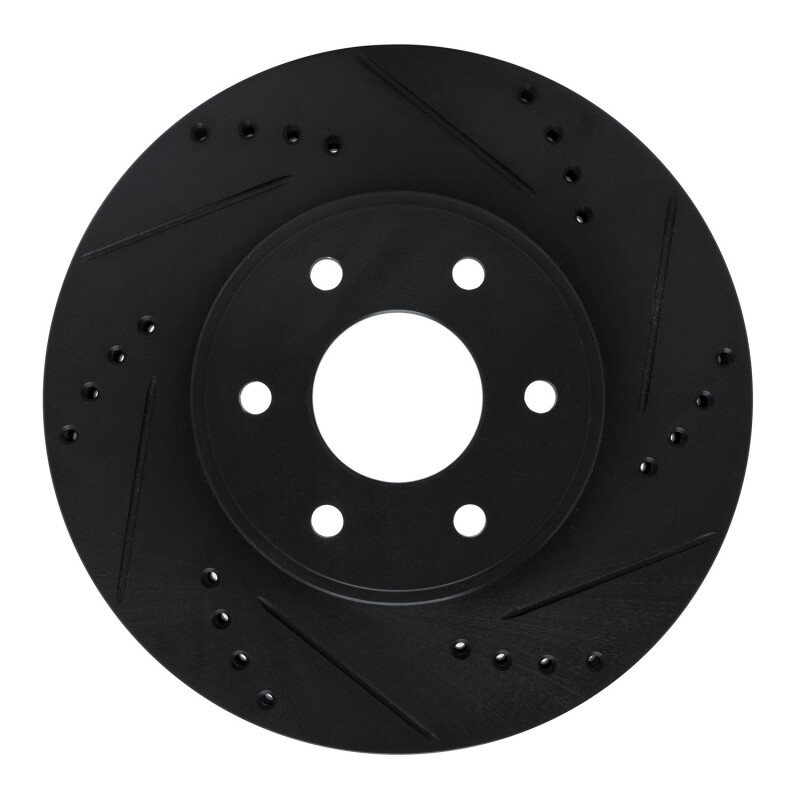 Picture of R1 16-22 Nissan NP300 Frontier (Mexico) Front Right Drilled & Slotted Black Brake Rotor
