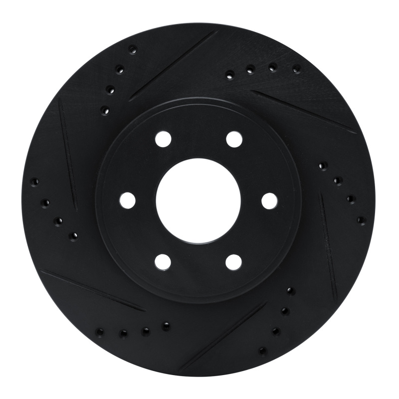 Picture of R1 16-22 Nissan NP300 Frontier (Mexico) Front Left Drilled & Slotted Black Brake Rotor