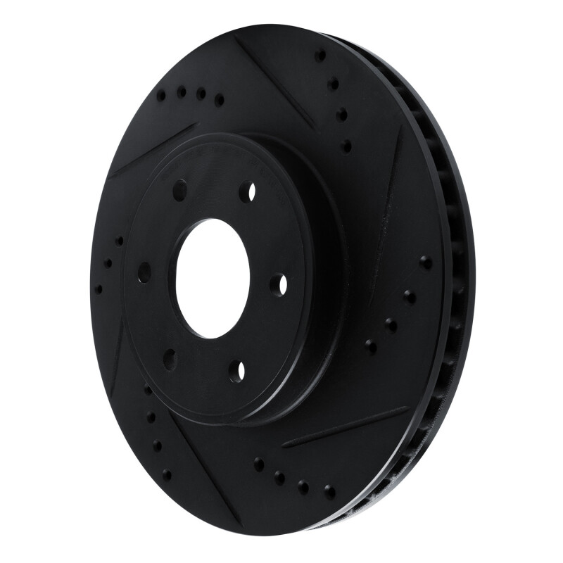Picture of R1 16-22 Nissan NP300 Frontier (Mexico) Front Right Drilled & Slotted Black Brake Rotor