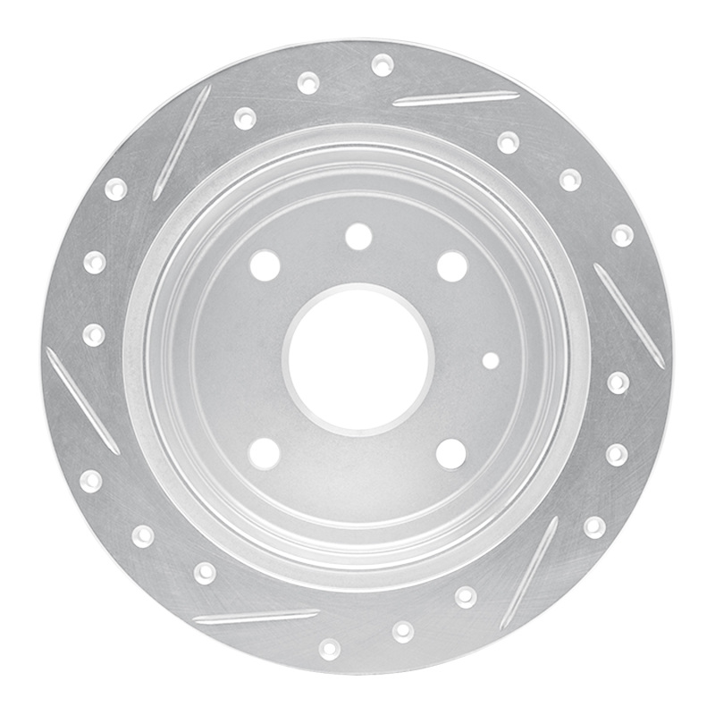 Picture of R1 04-10 Chevrolet Optra (USA/Canada) Rear Right Drilled & Slotted Silver Brake Rotor