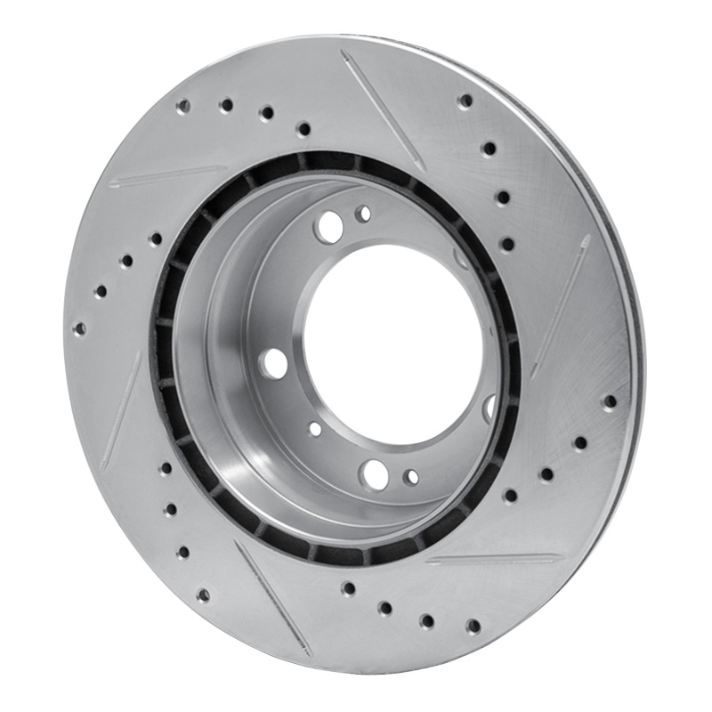Picture of R1 97-04 Porsche Boxster Rear Left Drilled & Slotted Silver Brake Rotor