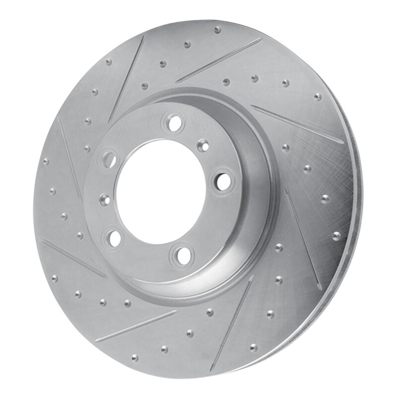 Picture of R1 17-23 Porsche Panamera Left Front Drilled & Slotted Silver Brake Rotor
