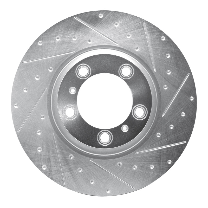 Picture of R1 17-23 Porsche Panamera Right Front Drilled & Slotted Silver Brake Rotor