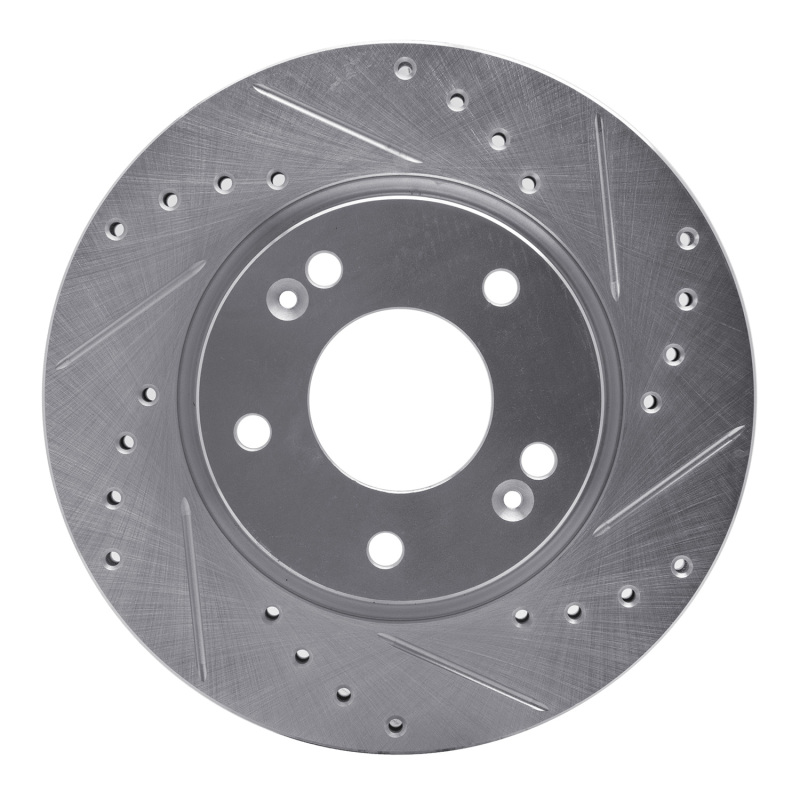 Picture of R1 07-10 Hyundai Elantra Front Right Drilled & Slotted Silver Brake Rotor