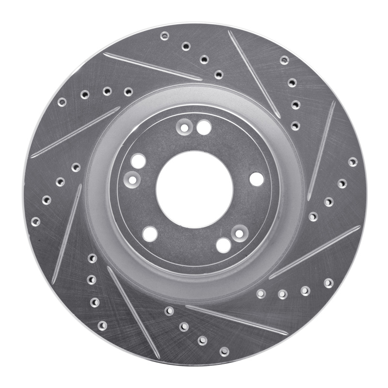 Picture of R1 09-11 Hyundai Genesis Sedan Front Right Drilled & Slotted Silver Brake Rotor